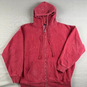 Brandy Melville ONE SIZE Heavyweight Zip Up Hoodie Sweatshirt Burgundy Red OS
